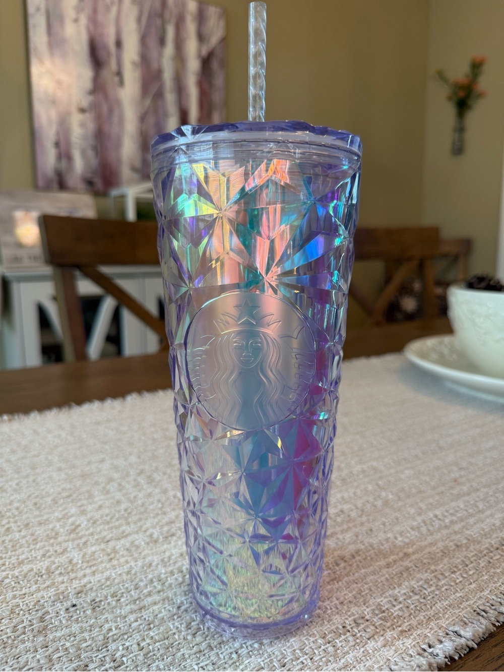 Starbucks Winter 2023 Crystal Diamond Prism Iridescent Venti 24 oz Tumbler